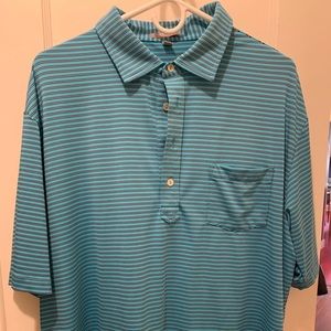 Teal Blue and Black + White Stripes Peter Millar Summer Comfort Extra Large Polo